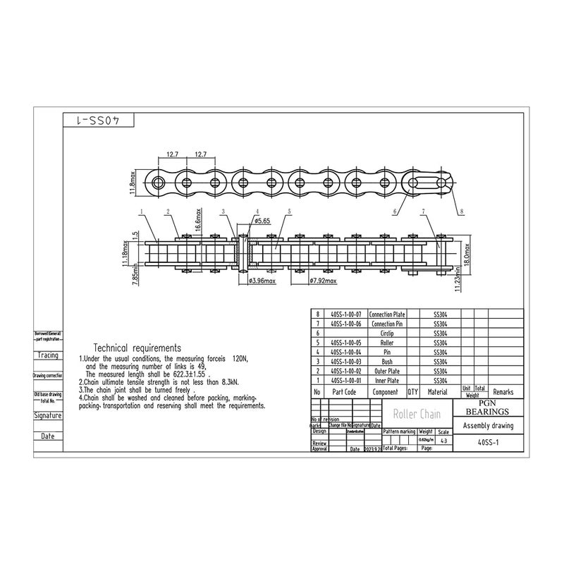 PGN Bearings PGN #40 Stainless Steel Roller Chain - 10 Feet + 2 Free Connecting Links - #40SS - Stainless Steel Chains for Bycicles, Mini Bikes, Motorcycles, Go-Karts, Home and Industrial Machinery - 239 Links - Image 2